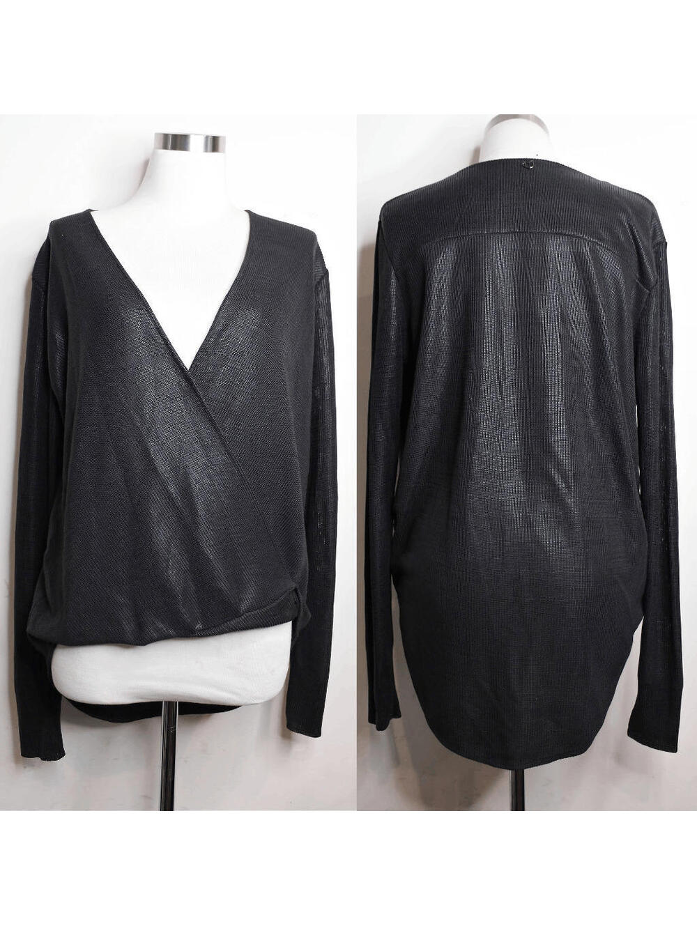Rosa Cha Black Wax Knit Sweater Blouse - Large